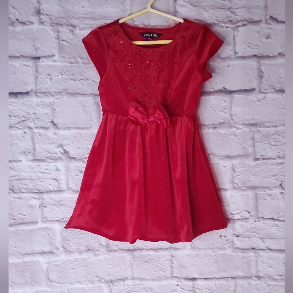 George XS girls dress red holiday Christmas sparkle